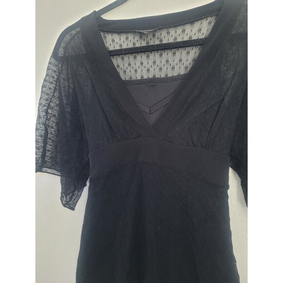 Vintage Y2k Rampage Babydoll Lace Kimono Top Sz M Black Whimsigoth Fairy Flowy - Picture 3 of 10